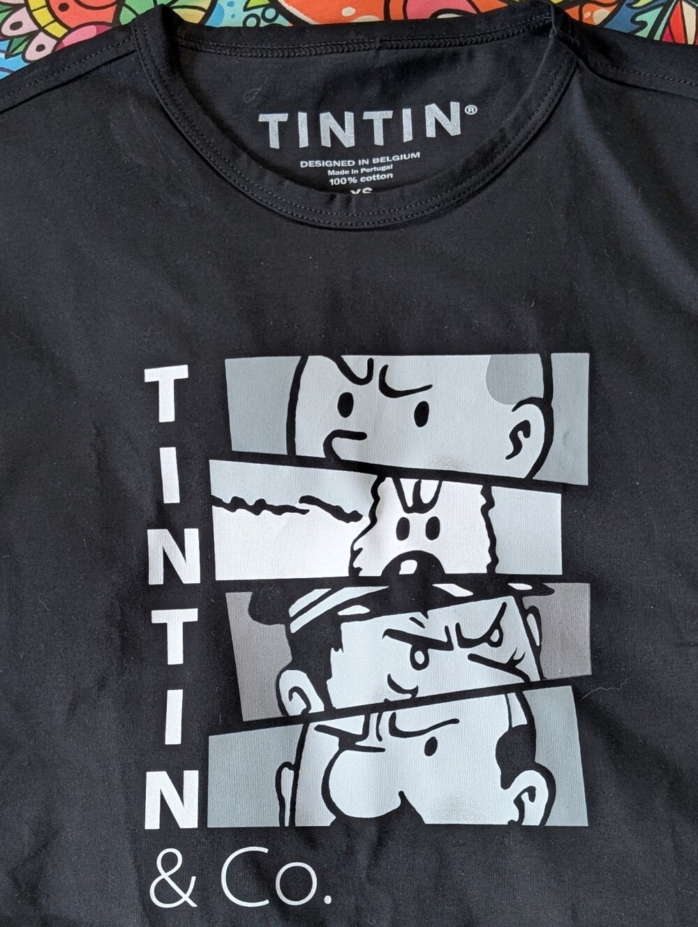 Tintin & Co. Friends Comic Strip Block Graphic Print T-shirt Men's XS NWOT